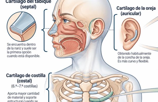 Injertos de cartílago en rinoplastia secundaria y de revisión: tabique, oreja o costilla